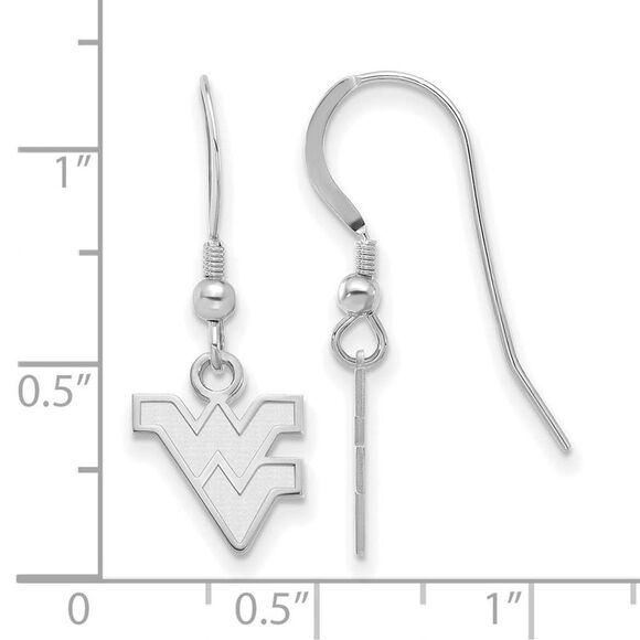 Sterling Silver West Virginia University XS Tiny Dangle Wire Earrings - Picture 2 of 3